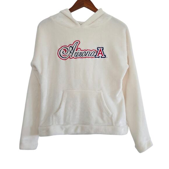 University of Arizona Beige Fleece Pullover Hoodie Hooded Sweater w Logo Small - Picture 2 of 6